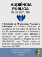 Câmara de Cruzeiro do Sul convoca Audiência Pública